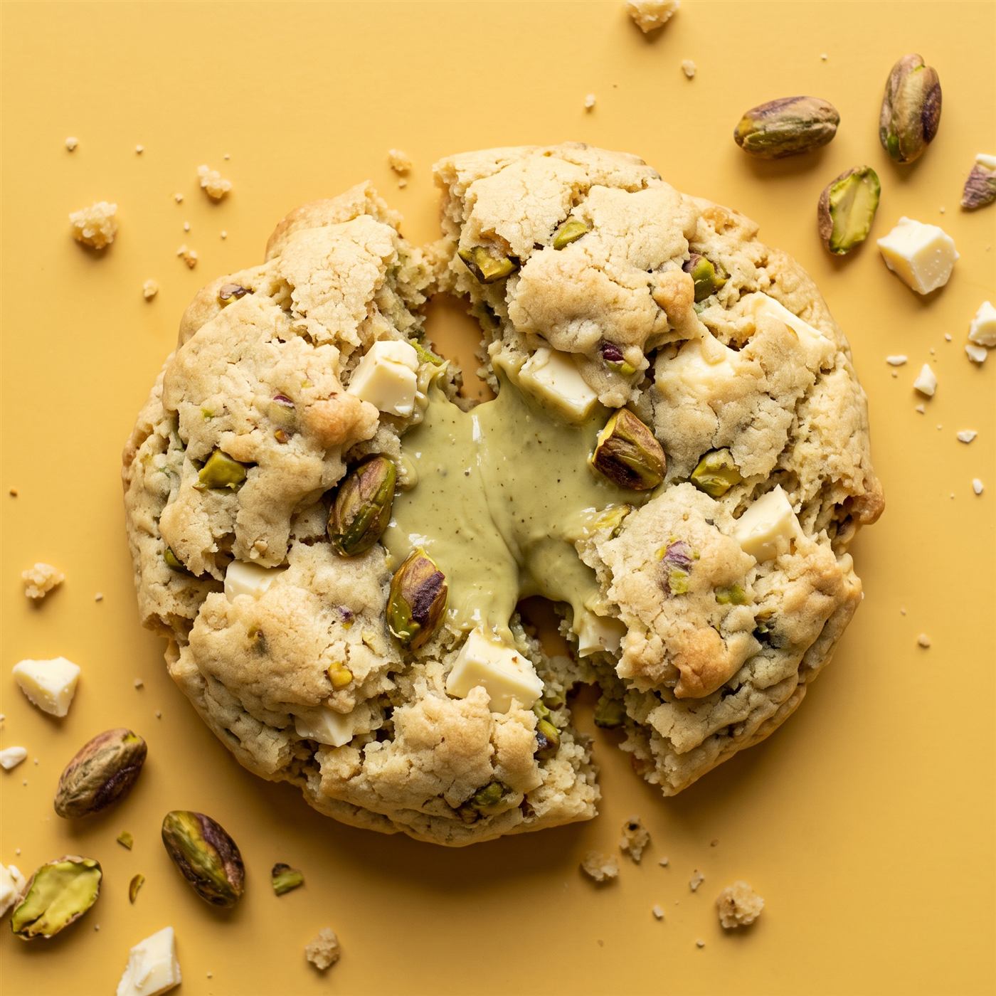 Pistachio White cookie with pistachio cream center